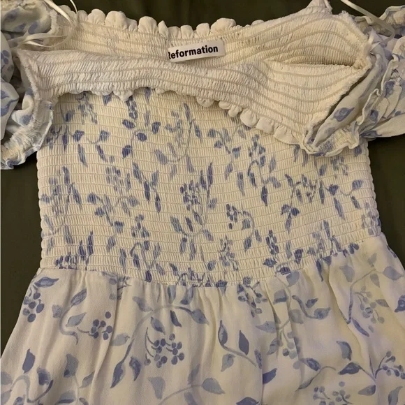 Reformation Dress in Blue Floral on White - Picture 2 of 3